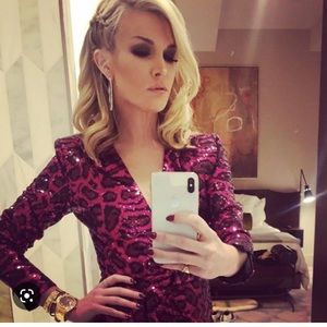 Tinsley Mortimer Vegas Topshop Halpern Pink Sequin Leopard Dress